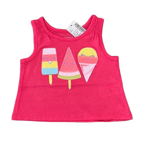 NWT Children's Place Pink W/Sequin Ice Cream Tank & Shorts Outfit - Size 6-9 M - Picture 2 of 9